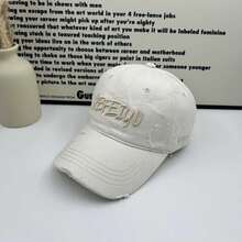 1pc Letter Street Polyester Embroidered Decor American Heavy Embroidery Distressed Baseball Cap Spring Summer New Sun Protection Outdoor Casual Washed Vintage Duck Bill Hat Spring Summer Autumn Winter - A - View 13