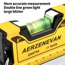 1pc Mini Magnetic Spirit Level, 10cm Aluminum Alloy Portable Bubble Level Ruler, High Precision 0.5mm/M Shock‑Resistant Measuring Tool With Carabiner For DIY Home Repair - Spirit Level - View 4