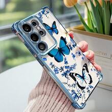 1件新款紫色蝴蝶電鍍四角氣囊防震/加厚透明TPU保護殼，適用於Apple 17 Pro Max/16 Pro/16/13 Pro Max/12 Pro Max/11/15 Pro Max/14 Pro Max/Galaxy/SAM/Honor/Note 13 Pro/S23 Ultra/S24 Ultra - 遠峰藍 - 查看 7