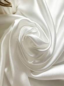 1PC DIY Sedding Cloth Suitable For Weddings And DIY Crafts - Smooth Shiny Polyester, Pre-Cut Design, Machine Washable, Available In White, Black, Red, Pink, Purple, Blue, Green, Available - White - View 2