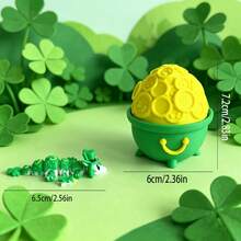Cute 3D Printed Clover Dragon + Dragon Egg Model Set Plastic Toy Ornament Desktop Decor Sculpture Holiday Gift - Multicolor - View 4