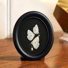 1pc Gothic Style 3D Black No-Drill Oval Photo Frame With Butterfly Pattern, Unique Design, Suitable For Home Decor, Office Decor And Holiday Decoration, Replaceable Photo - 2 - View 2