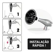 Difusor Cachos Universal Color Trissé Acessórios Para Secador Taiff Vários Modelos Cabelos Cacheados - Preto - Visão 3