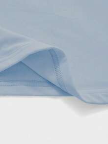 Basic Minimalist Crew Neck Double Layer Seamless Slim Fit Long Sleeve Top Casual Spring - Blue - View 9