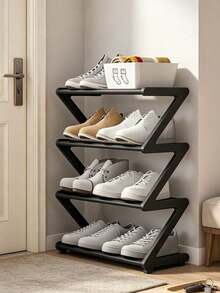 Z-Shaped Plastic Shoe Rack, Floor-Standing Multi-Functional Large Capacity Storage Organizer, Easy Assembly, Space-Saving Essential For Home And Dorm, Suitable For Living Room And Bedroom - Multicolor - View 7