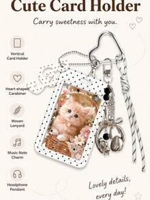 Y2k Wave Note Card Holder Keychain, Equipped With Headphone Pendant And Lanyard, Bag Charm, ID Card Holder, Suitable For School/Work/Office/Daily Use, Unique Birthday Gift, Teacher Gift, Party Gift, Holiday Gift, Back To School Gift - Multicolor - View 5