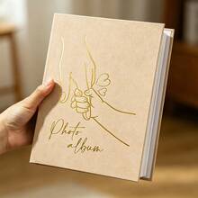 Premium Velvet Photo Album 18x23cm – 200 Slots 4R6" Photo Book, Elegant Gold Embossed, Suitable For Wedding, Baby Or Travel Memories | 3 Designs Available - Big Hand Holding Small Hand - View 6