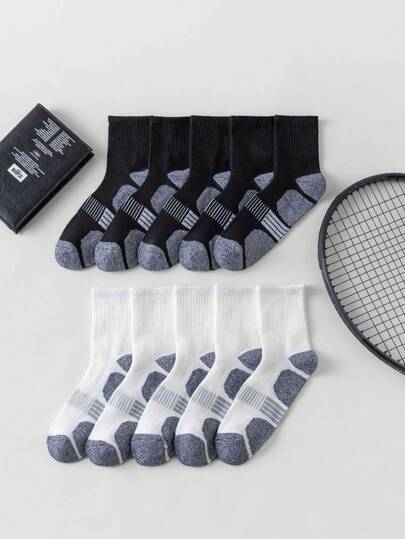 5/10/20 pares de calcetines deportivos de media pantorrilla para hombres, transpirables, absorbentes de humedad, duraderos, adecuados para correr y fitness