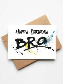 1pc "Happy Birthday Bro" Graffiti Birthday Card With Envelope, Cool Urban Greeting For Teen Brother Friend, Blank Inside - Multicolor - View 6