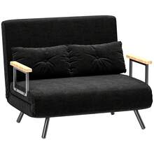 Sofá cama convertible 4 en 1 de 2 plazas con respaldo ajustable en 5 posiciones, 2 cojines, 102 x 73 x 81 cm, negro. - Multicolor - Ver 1