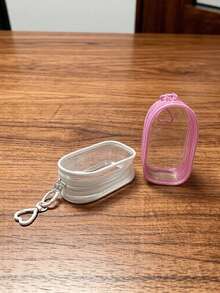 2pcs Transparent Zipper Dust-Proof Storage Bags With Hooks, Suitable For Displaying Mini Models, Heart-Shaped Keychains And Bag Charms, Easy To Carry And Collect - Multicolor - View 7
