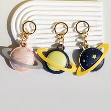 1PC Planet Keychain, Cute Bag Charm Car Key Ring Pendant, Holiday Gift Accessory - Multicolor - View 4