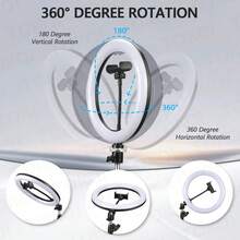 TOKQI RGB Color LED Lighting Set ,10'' Detachable Ring Fill Light With Adjustable Angle Phone Holder Arm And Phone Mount,Dimmable LED Selfie Light,Compatible With Multi Model Phones,Suitable For Recording, Live Streaming,Makeup, Nail Art, Cooking,Shooting - one-size - View 8