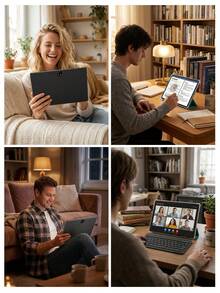 Relndoo Tablet Android 16 10 Inci, Tablet 2-in-1, RAM 26GB (6GB + 20GB) + Penyimpanan 128GB/Prosesor Quad-Core RK3562 2.0 GHz/Kamera Ganda 2MP + 8MP/Layar Sentuh IPS 1280x800/Wi-Fi 6/Baterai 6000mAh/Termasuk Keyboard/Mouse/Stylus/Casing Pelindung, Tablet Bersertifikasi (Adaptor Tidak Termasuk) - Hijau - View 8