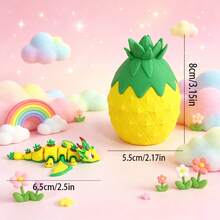 Cute 3D Printed Pineapple Dragon + Dragon Egg Model Set Plastic Toy Ornament Desktop Decoration Sculpture Holiday Gift - Multicolor - View 4