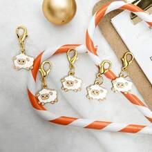 10pcs Exquisite Cartoon Sheep Alloy Pendant, Cute Mini Sheep Animal Enamel Charm, Detachable Keychain Style Decoration, Suitable For Handbags Or Keychains, Easy To Install, Perfect As Holiday Or Birthday Gift - Beige - View 3