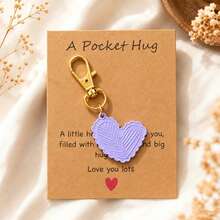 1pc/8pcs Unisex Alloy Floral Leaf Heart Pendant Colorful Asymmetrical Keychain With Blessing Card Gift For Friends And Family Bag Charm - Multicolor - View 19