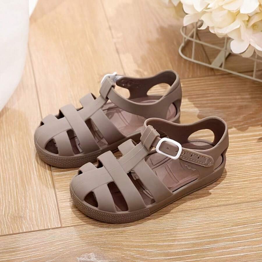 Kids Closed-Toe Sandals Hollow Soft Sole Boys Girls Non-Slip Beach Shoes Sports Sandals - Khaki - View 1