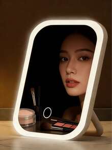 LED 化妝鏡 3 種照明模式 觸控操作 可立式 可折疊 便攜式旅行化妝鏡 充電式 LED 化妝鏡 適合女性的聖誕禮物、母親節禮物、父親節禮物，男士送女士禮物、女士送男士禮物 - C - 查看 10