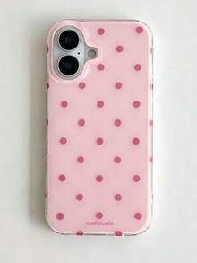 時尚手機殼，簡約可愛設計，黑白波點圖案，適用於 iPhone 11 至 17 系列，包含 Pro Max 版本。（手機殼上的標籤僅供拍攝使用，實際產品不含標籤） - 粉色 - 查看 1