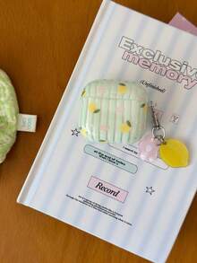 Green Fresh Striped Lemon Flower Pods 4 Protective Case, Compatible With Apple Pod 3 Pro Earphone Shell 2nd Generation Wireless Bluetooth 3rd Generation 2nd Generation Pod Pro 4th Generation 5 Boxes - Green - View 5