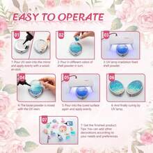 UV Resin With Lamp, Upgraded Crystal Clear Low-Odor UV Resin Kit, UV Lamp, Silicone Pad, Hard UV Epoxy Resin, Jewelry UV Resin Starter Kit, Craft Decoration (Includes 100g UV Resin, 1 UV Lamp, 2 Molds) - 白色 - 查看 11