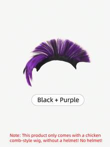 Punk Style Helmet Wig Only, No Helmet, Two‑Tone Spliced Synthetic Hair Decoration, Multi‑Colors, Cool Spiky Hairpiece For Motorcycle Helmet, Halloween, Party & Cosplay. - Multicolor - View 14