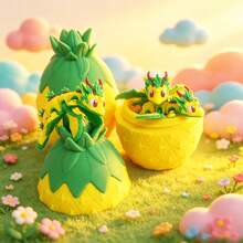 Cute 3D Printed Pineapple Dragon + Dragon Egg Model Set Plastic Toy Ornament Desktop Decoration Sculpture Holiday Gift - Multicolor - View 7