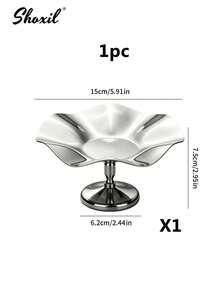 shoxil 1 pièce Tasse à dessert en métal en forme de feuille de lotus, bol de service à pied en acier inoxydable poli, plateau décoratif à pied haut, convient pour les desserts, les fruits, les amuse-gueules, parfait pour la table basse du salon et les hôtes de fêtes à la maison - Tasse - Voir 9