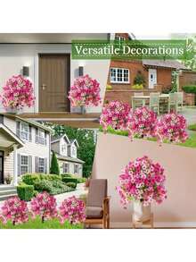 1pc Artificial Plant, Suitable For Outdoor Decoration. Realistic Artificial Silk Daisy And Eucalyptus Flowers, Perfect For Porch, Home, Patio, Balcony And Yard Decoration. Artificial Tree, Outdoor Porch, Wedding And Home Decor. - Multicolor - View 5