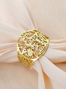 LIKGREAT 1PC Hollow Pentagram Witch Knot Open Ring Stainless Steel Symbol Gothic Amulet Adjustable Ring Men Women Jewelry Gift - Fashion Series - View 4