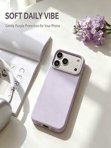 Ins Style Solid Color Liquid Silicone Phone Case, Large Window Lens Full Coverage Anti-Drop Soft Protective Cover, Gentle Minimalist Girly Design Compatible With IPhone 18 Pro Max/18 Pro/Ultra/17 Air/18/17/16/15/14 Pro Max/13 Series, Versatile Everyday Gift - Purple - View 2