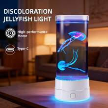 1 buah Lampu Akuarium Ubur-ubur Berubah Warna Tanpa Suara, 7 Mode Cahaya, Basis Bercahaya Bertenaga USB, Dekorasi Rumah Meja Kamar Tidur, Lampu Cahaya Lembut Mengapung, Hadiah Liburan - View 3