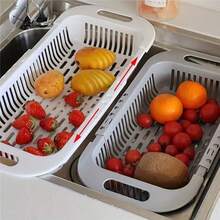 SMEGGEMS Adjustable & Expandable Sink Strainer Basket, Multi-Functional Fruit & Vegetable Colander, Kitchen Prep Tool, Suitable For Washing And Draining Ingredients, Durable Plastic Sink Accessory - View 1