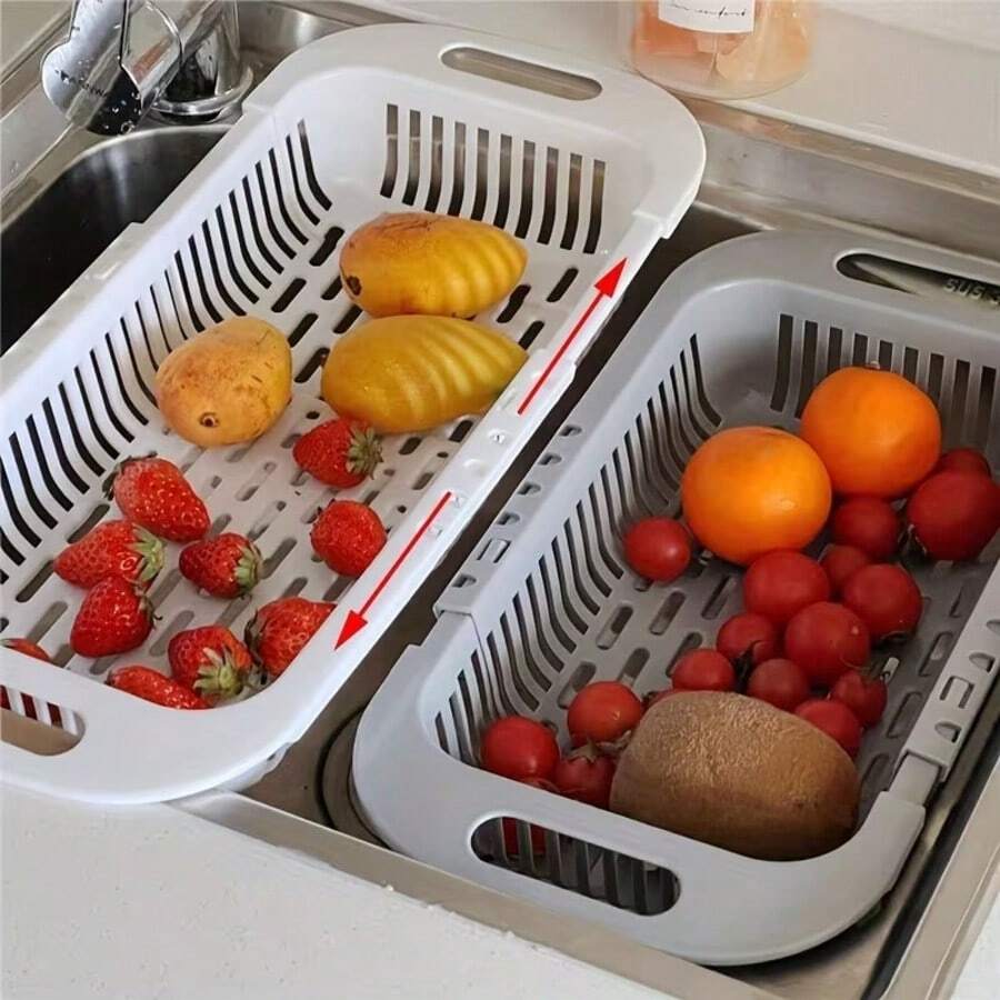SMEGGEMS Adjustable & Expandable Sink Strainer Basket, Multi-Functional Fruit & Vegetable Colander, Kitchen Prep Tool, Suitable For Washing And Draining Ingredients, Durable Plastic Sink Accessory - View 1