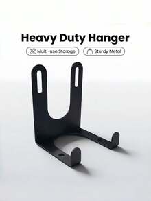 1 Set Black Metal Wall-Mounted Tool Rack, Multi-Functional Storage Organizer, Kitchen And Bathroom Tool Organizer, Practical Hooks - Storage Rack - View 3
