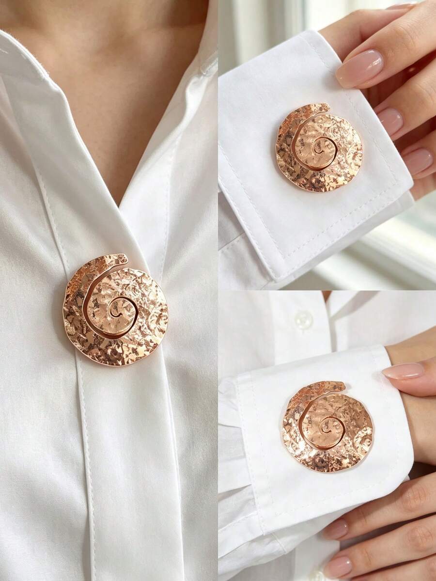 1件裝新款優雅時尚太陽/花朵/金色圓形/太陽微笑/愛心圖案多款襯衫袖扣與領夾,女款高級飾品,適合派對、商務、晚宴、日常穿著、感恩節、返校季禮物,手繪滴油產品可能有些微瑕疵,適用直徑1.5cm以內的鈕扣 - 金色 - 查看 1