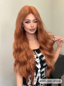 alicegarden Wig Bergelombang dengan Renda Depan 30 Inci, Warna Oranye Terbakar yang Memukau, Desain Belahan Tengah, Cocok untuk Penggunaan Sehari-hari, Pesta, dan Cosplay Wanita, Tampak Alami dan Tahan Lama, Sempurna Sebagai Hadiah untuk Wanita - Burnt Orange - View 2