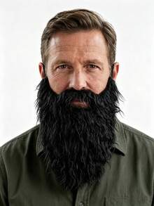 1pc Unisex Mid-Length Realistic Beard Costume, Suitable For Halloween, Christmas, Cosplay, Funny Party, Beard Decoration - Multicolor - View 4