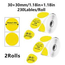 2 Rolls New Colorful Thermal Paper, 3cm Round Adhesive Thermal Label Paper, Suitable For DIY, Name Labels, Gift Wrapping, Compatible With M200/M210/M110/M3/M120/M108/P50/P80/P1/P2 Label Printers - 3cm Round - View 2