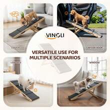 Dog Ramp For Bed, 33" Foldable Dog Steps For Couch Height Adjustable, Portable Pet Ramp For Car With Non-Slip Mat (33 Inch) - Wood Color - View 4