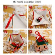 48Pcs/24Pcs/4Pcs Christmas Gift Paper Bag And Triangular Box Cartoon Santa Claus Reindeer Snowman Paper Small Gift Box Box With Bow, Merry Christmas Party Packaging Supplies - Multicolor - View 7