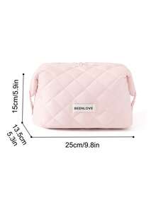 Large Opening Design Large Capacity Makeup Bag With Zipper, Lightweight Travel Toiletry Bag, Waterproof Foldable Quilted Cosmetic Storage Bag, Suitable For Skincare, Brushes, Bathroom And Travel Essentials, Gift For Girls And Women - Multicolor - View 14