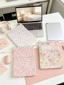 Túi đựng máy tính bảng chần bông họa tiết hoa dễ thương có khóa kéo, túi đựng cầm tay bảo vệ di động cho laptop 11-13 inch, túi lưu trữ kỹ thuật số, hộp bút cho bé gái - Nhiều màu - Xem 4