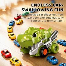 Remote Control Dinosaur Toy Car With Mini Car Swallowing Feature, Magnetic Train, Music RC Truck, Children's Toy - Multicolor - View 5