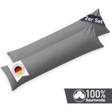 Housse Oreiller Dormeur Latéral 40x145 cm Lot de 2 – Microfibre Certifiée Oeko-TEX, Bord Replié, Extra Douce, Lavable en Machine - Gris - Voir 2