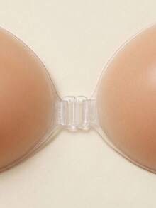 1Pc Breathable Skin-Friendly Washable Self-Adhesive Invisible Bra, Front Closure Deep V Shaping Pasties For T-Shirts Low-Cut Tops Wedding Backless - Apricot - View 5