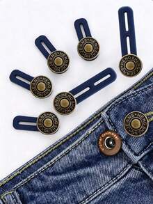 6pcs (2 Long + 4 Short) Denim Jeans Button Extenders, Pants Waist Extender Buttons, Unisex, Waistband Extender, No-Sew Instant Waistband Extender Buttons, Metal & Silicone Material, Suitable For Denim Jeans - A - View 2