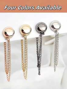 2pcs Multi-Function Magnetic Clothing Clips With Chain Attachment, Metal Button Clips For Quick Fixing Of Clothing, Scarves, Shirt Collars, Cuffs And More, With Magnetic Pin - Multicolor - View 5