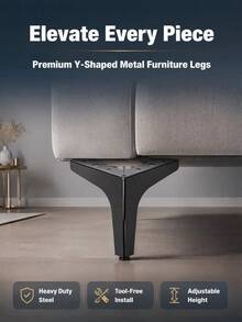 4/2 buah Kaki Furnitur Logam, Hitam, Kaki Pengganti Furnitur Tapered Tahan Tekanan, Cocok Untuk Sofa, Tempat Tidur, Meja Dan Kabinet DIY & Perbaikan - MultiWarna - View 9